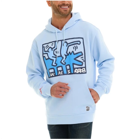 Keith Haring Ocean Blue Barking Dog Sweatshirt Hoodie L - Picture 2 of 3